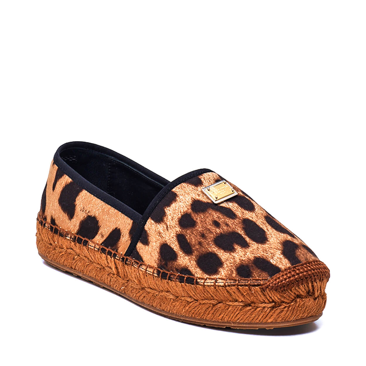 Dolce & Gabbana -Leopard Print Logo Plaque Espadrilles 38